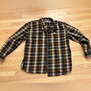 Carhartt Original Fit Flannel Shirt L | Brown Plaid Workwear